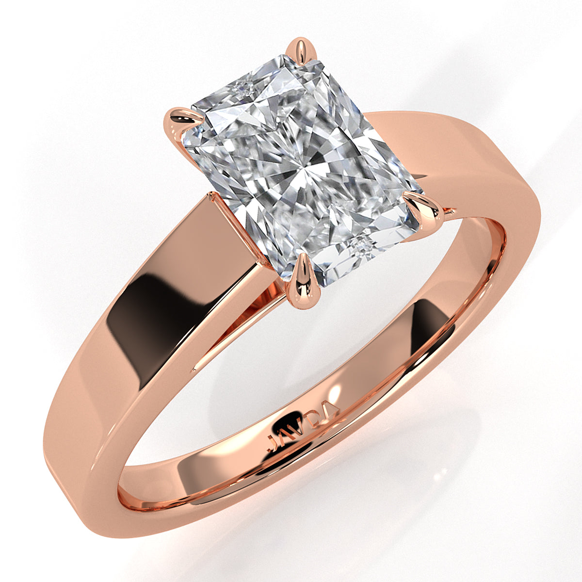 3.5mm Cathedral Style Flat Edge Solitaire Lab Grown Diamond IGI Certified Engagement Ring 4g Setting 1.00 Ctw.